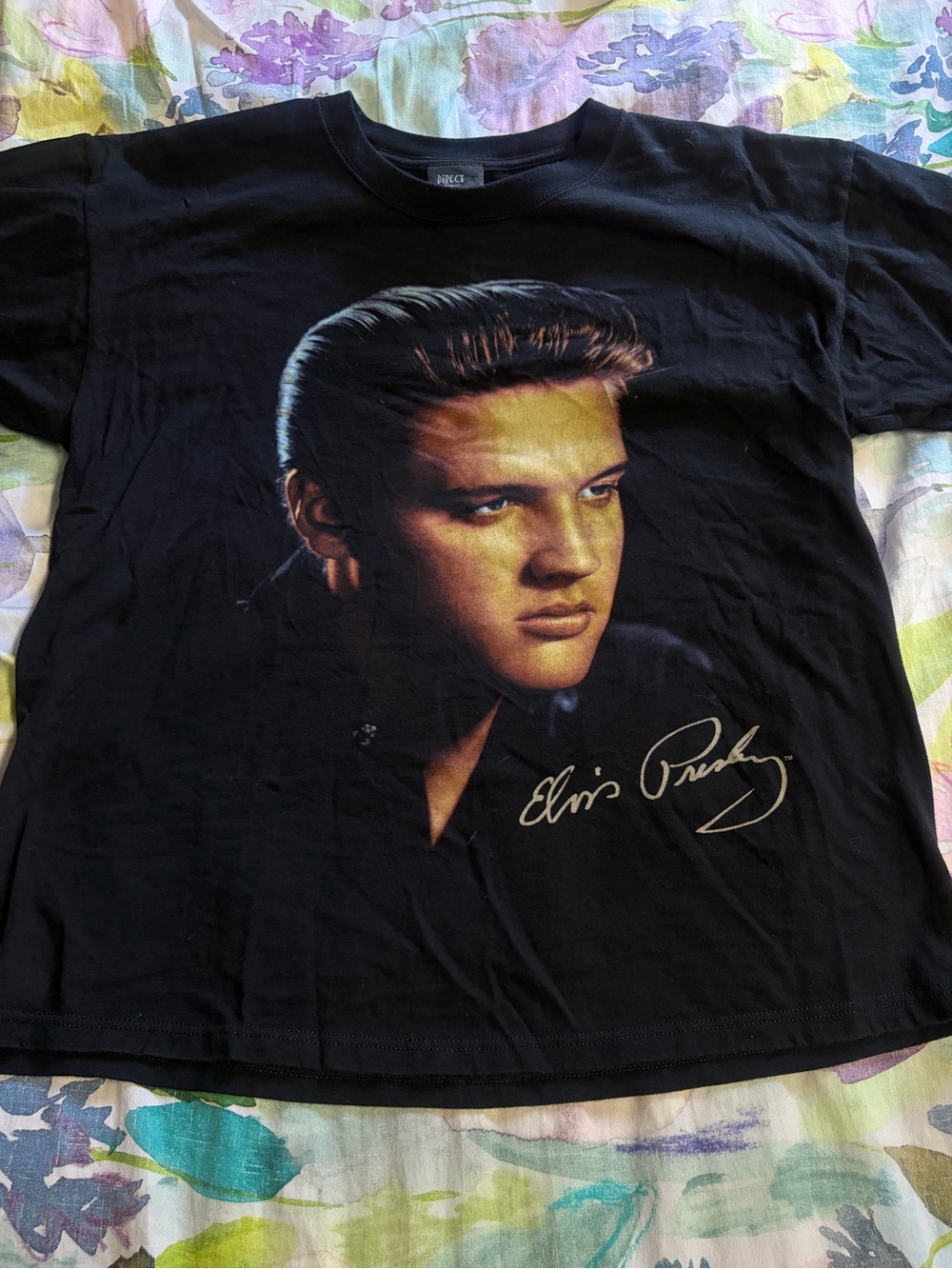Elvis Presley Black Graphic Tee with Signature Portrait Size Lrg